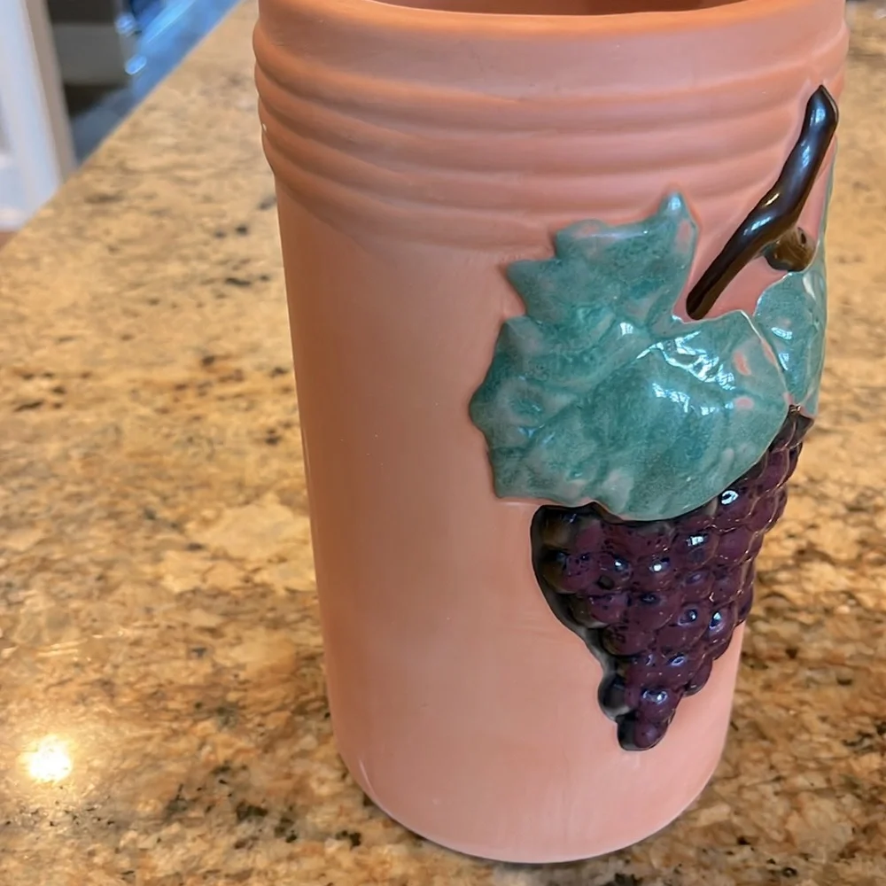 Pier 1 Vintage Hand Painted Clay Wine Chiller